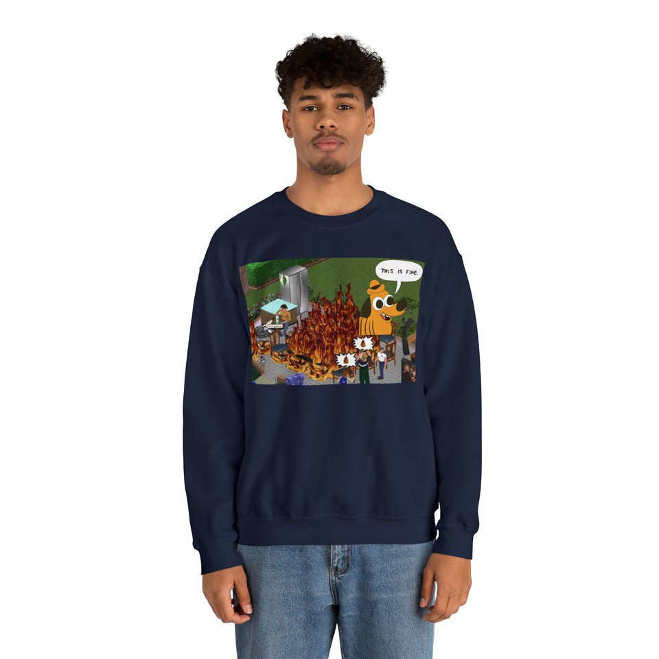 The Sims - "This Is Fine" Fire Meme 2 - Unisex Sweatshirt (Range of Colors & Sizes)