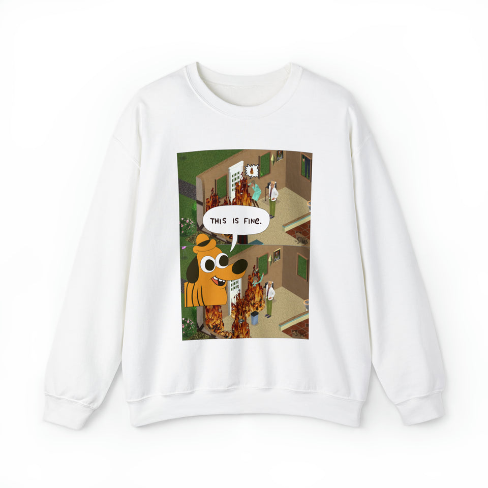 The Sims - "This Is Fine" Fire Meme 1 - Unisex Sweatshirt (Range of Colors & Sizes)