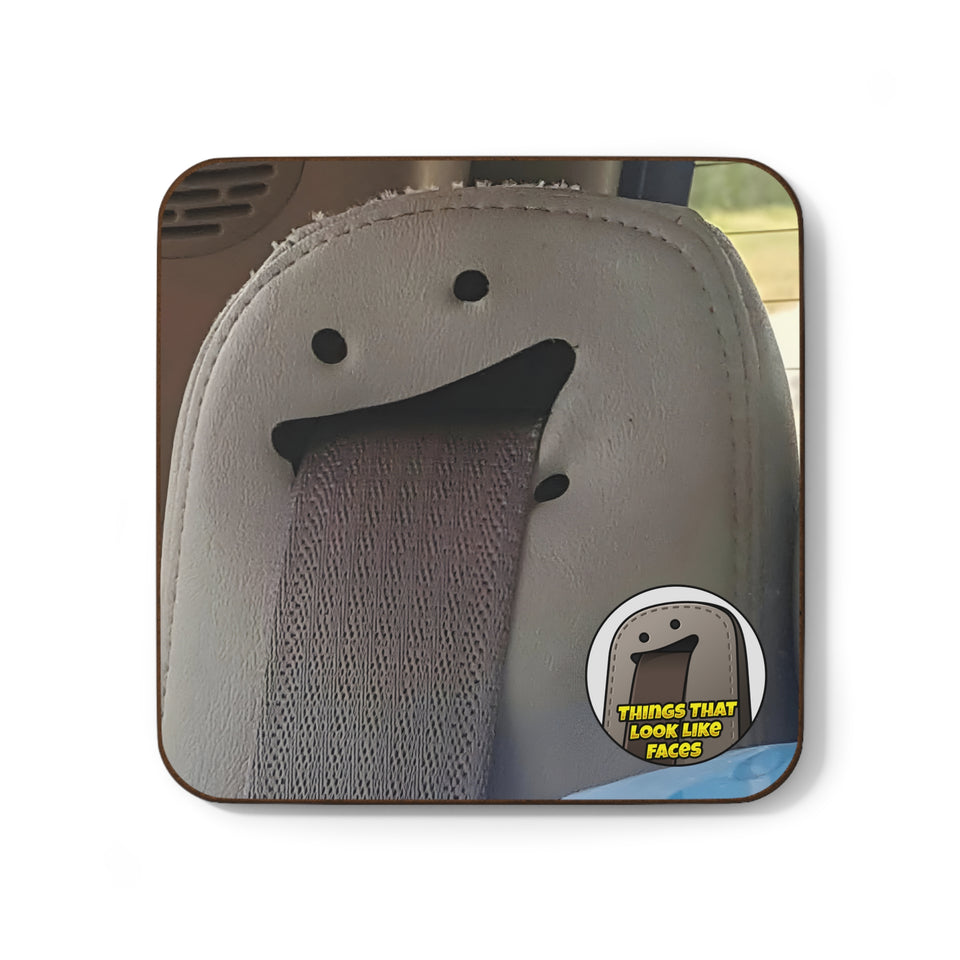 Happy Seatbelt Tongue (TTLLF) - Hardback Drinks Coaster