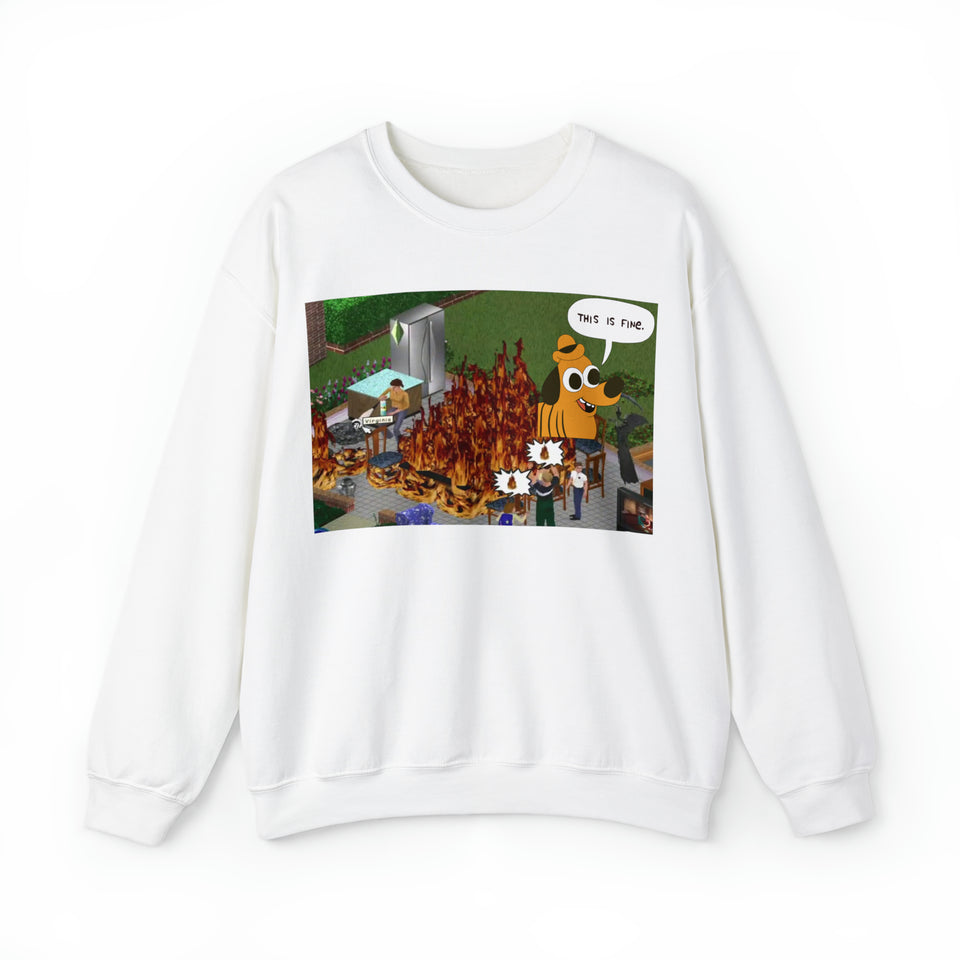 The Sims - "This Is Fine" Fire Meme 2 - Unisex Sweatshirt (Range of Colors & Sizes)