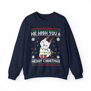 We Wish You A Meowy Christmas - Unisex Christmas Sweatshirt (Range of Colors & Sizes)