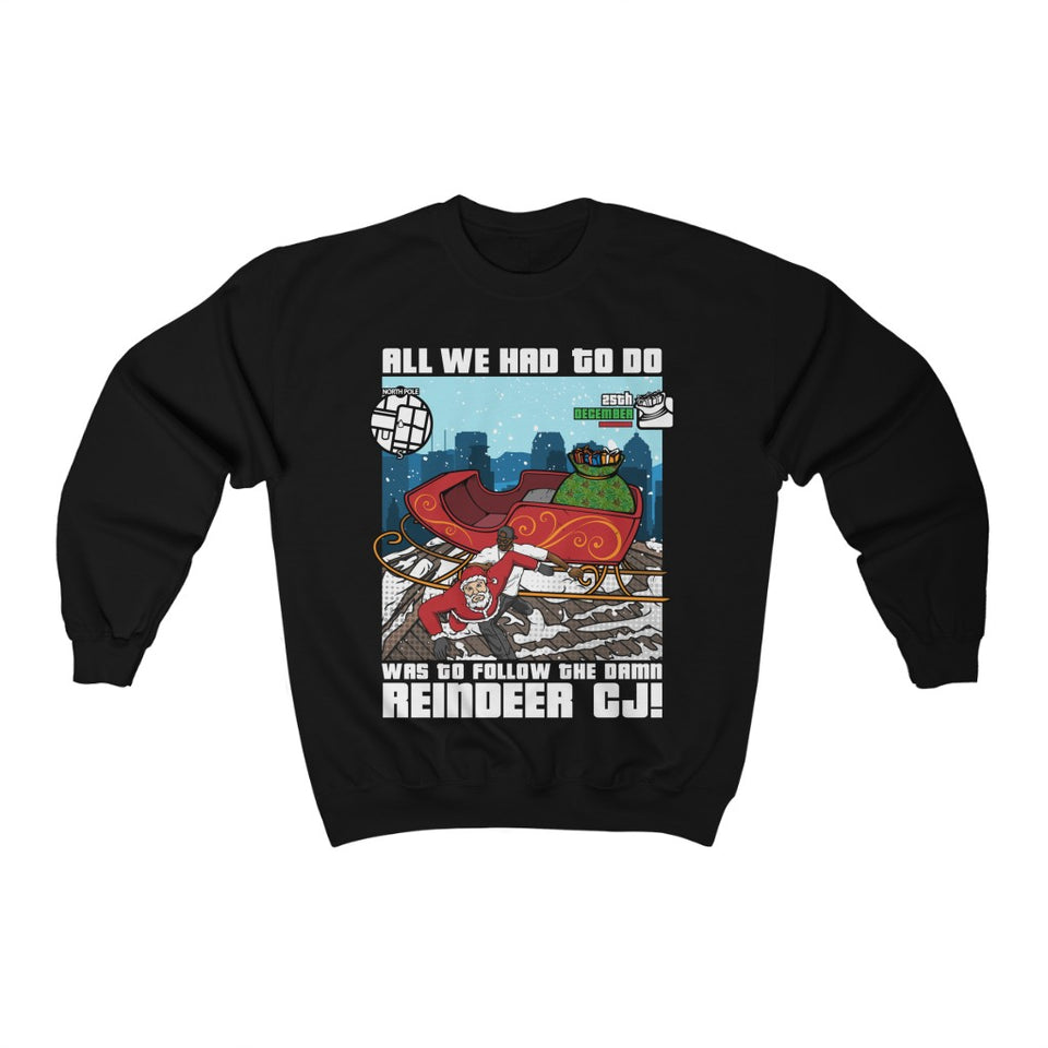 Follow The Damn Reindeer CJ GTA Christmas Design (Unisex Christmas Sweater/Jumper)