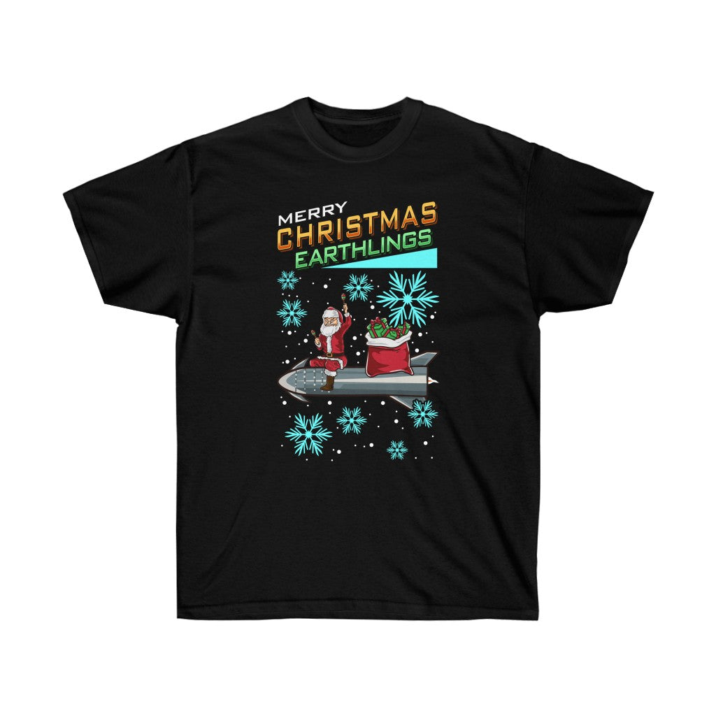 Merry Christmas Earthlings SpaceX Starship Design (Unisex T-Shirt)