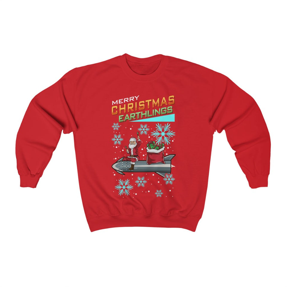 Merry Christmas Earthlings SpaceX Starship (Unisex Christmas Sweater/Jumper)