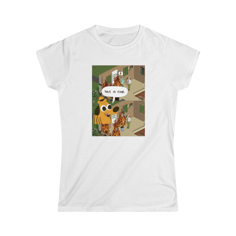 The Sims - "This Is Fine" Fire Meme 1 (Womens T-Shirt)